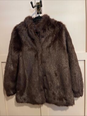 Lux Faux Fur Coat in Rich Chocolate Burgundy Brown